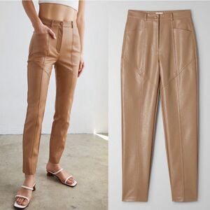 Aritzia Wilfred Rebel High Waisted Vegan Leather Pants in Camel Size 4